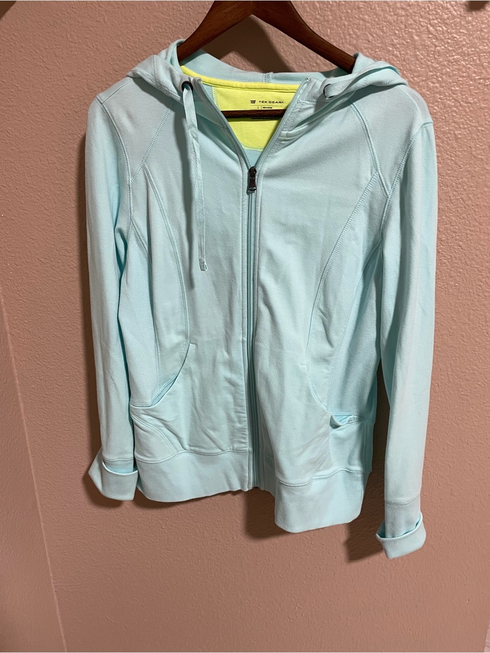 TEK GEAR Light Blue and Neon Yellow Pullover